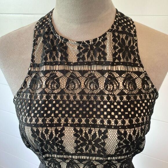 One33 Social Gretchen Lace Halter Hi-Low Maxi Dress Cocktail Gown Black … - Picture 7 of 16